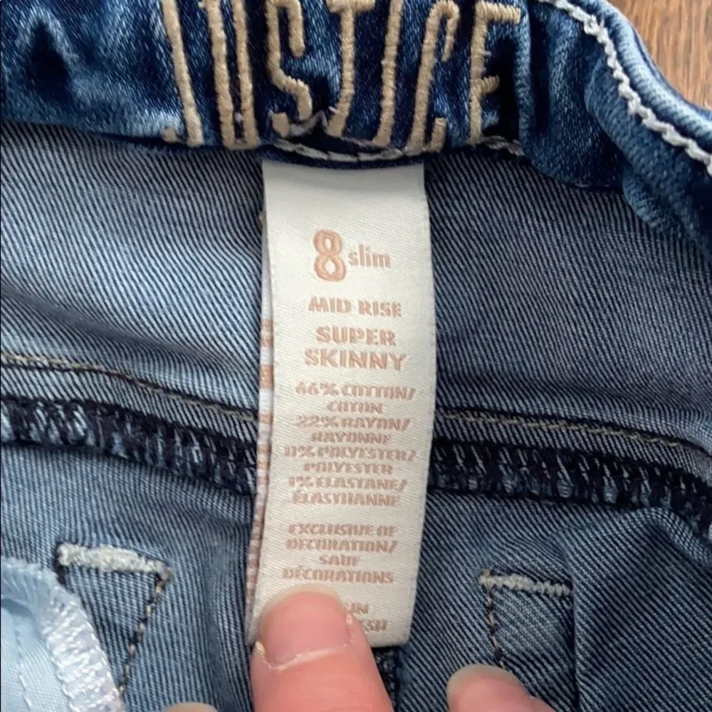 🍭6/$30 Justice Slim Fit Super Skinny Distressed Jeans - 8